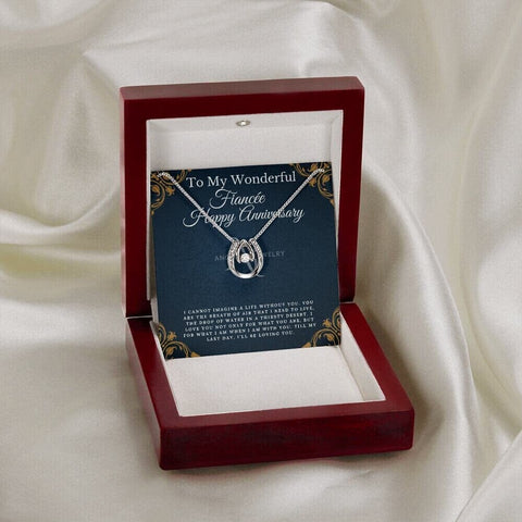 To My Wonderful Fiancée - Happy Anniversary - Lucky Horseshoe Necklace