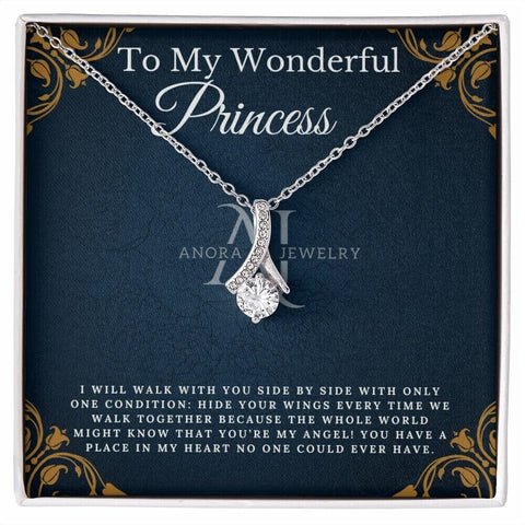 To My Wonderful Princess - Petite Ribbon Necklace