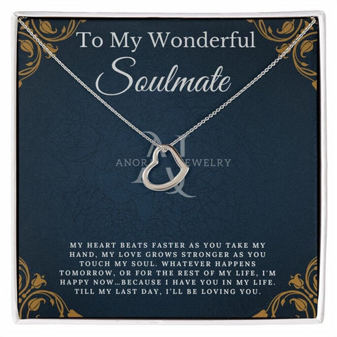 To My Wonderful Soulmate - Gold Heart Pendant Necklace