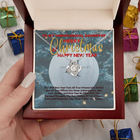 To My Unbiological Daughter - Merry Christmas - Love Knot Necklace