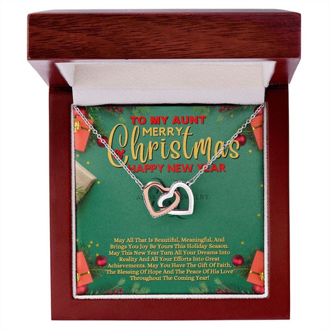 To My Aunt - Merry Christmas - Interlocking Heart Necklace