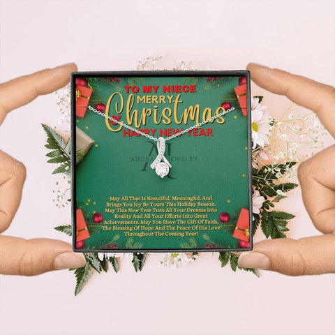 To My Niece - Merry Christmas - Petite Ribbon Necklace