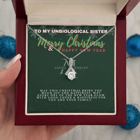 To My Unbiological Sister - Merry Christmas - Petite Ribbon Necklace