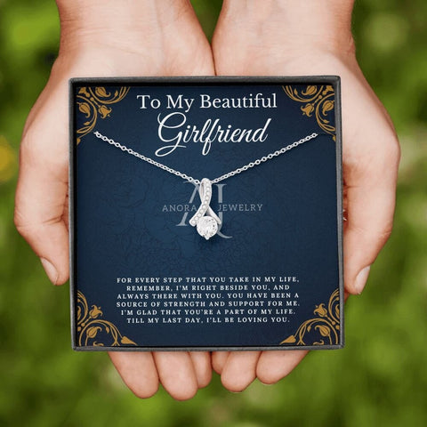 To My Beautiful Girlfriend - Petite Ribbon Necklace