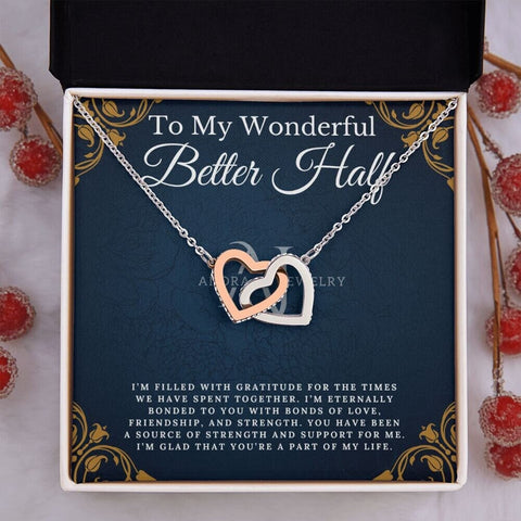 To My Wonderful Better Half - Interlocking Heart Necklace