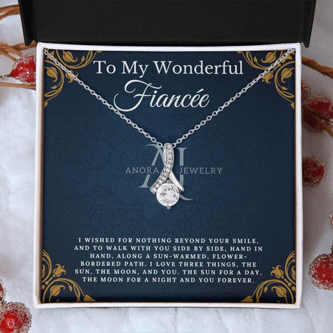 To My Wonderful Fiancée - Petite Ribbon Necklace