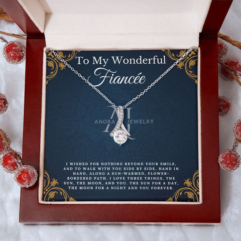 To My Wonderful Fiancée - Petite Ribbon Necklace