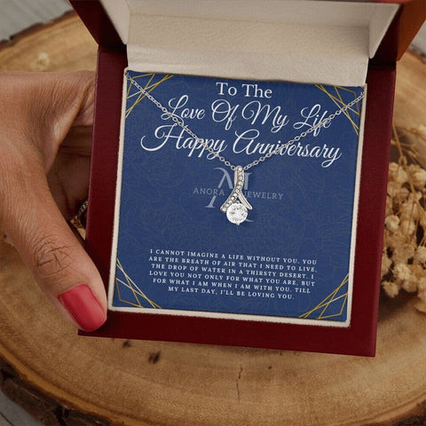 To The Love Of My Life - Happy Anniversary - Petite Ribbon Necklace