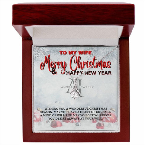 To My Wife - Merry Christmas - Petite Ribbon Necklace