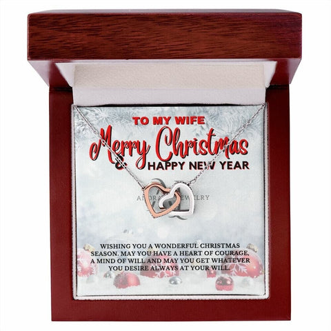 To My Wife - Merry Christmas - Interlocking Heart Necklace