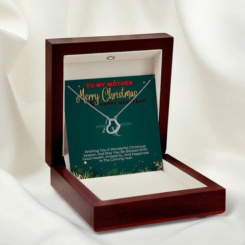To My Mother - Merry Christmas - Gold Heart Pendant Necklace
