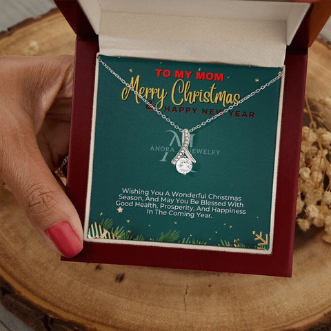 To My Mom - Merry Christmas - Petite Ribbon Necklace