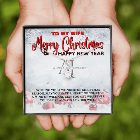 To My Wife - Merry Christmas - Petite Ribbon Necklace