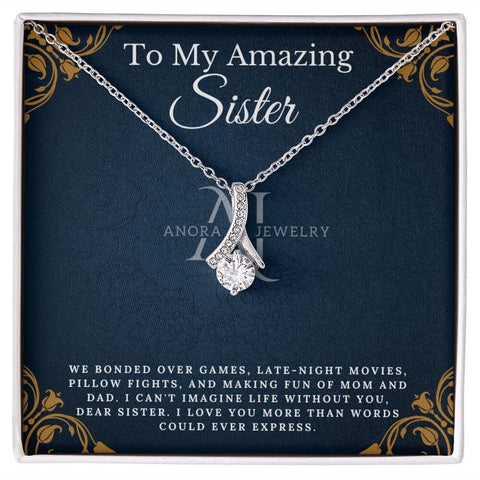 To My Amazing Sister - Petite Ribbon Necklace