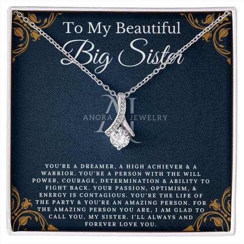 To My Beautiful Big Sister - Petite Ribbon Necklace