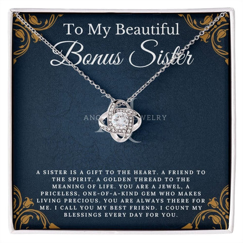 To My Beautiful Bonus Sister - Love Knot Necklace