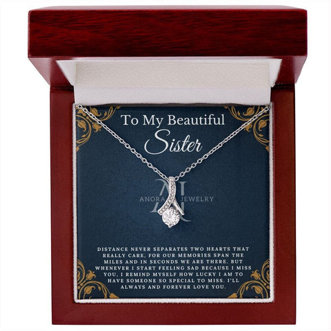 To My Beautiful Sister - Petite Ribbon Necklace