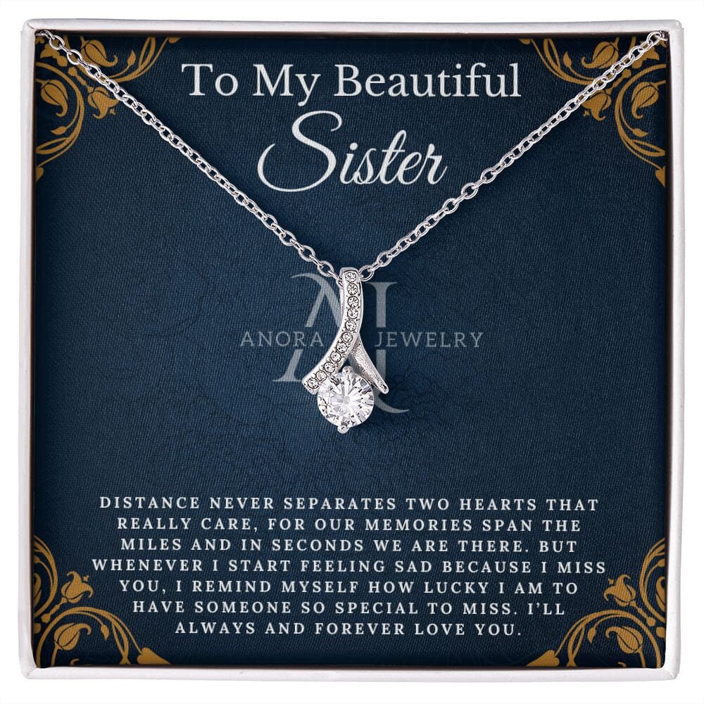 To My Beautiful Sister - Petite Ribbon Necklace