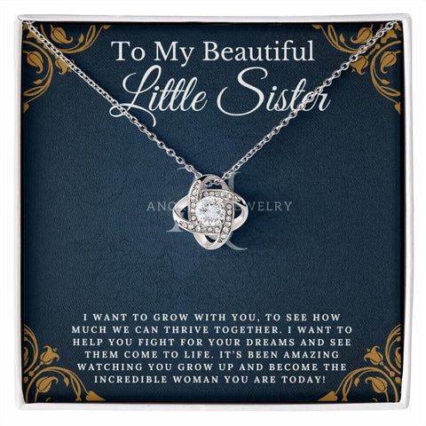 To My Beautiful Little Sister - Love Knot Necklace