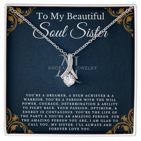 To My Beautiful Soul Sister - Petite Ribbon Necklace