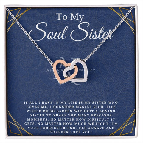 To My Soul Sister - Interlocking Heart Necklace