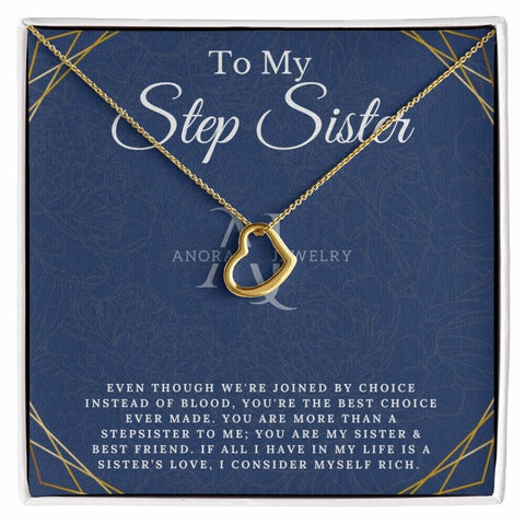 To My Stepsister - Gold Heart Pendant Necklace