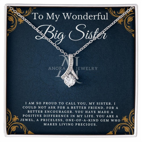 To My Wonderful Big Sister - Petite Ribbon Necklace