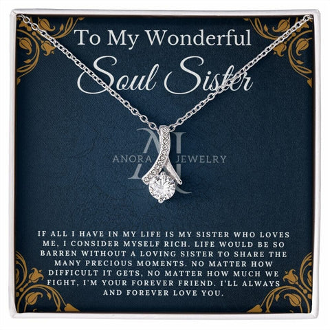 To My Wonderful Soul Sister - Petite Ribbon Necklace