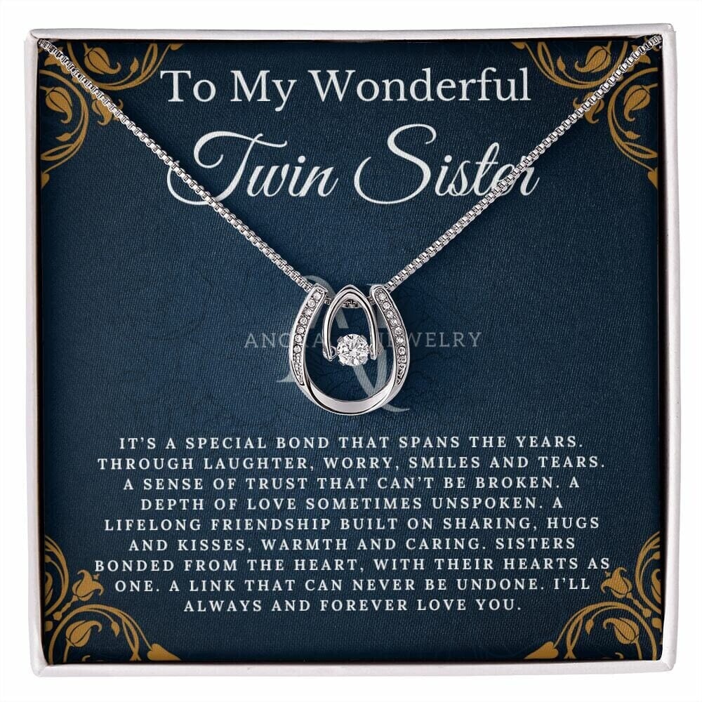 To My Wonderful Twin Sister - Lucky Horseshoe Necklace