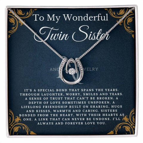To My Wonderful Twin Sister - Lucky Horseshoe Necklace