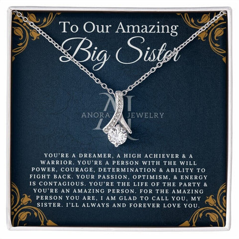 To Our Amazing Big Sister - Petite Ribbon Necklace