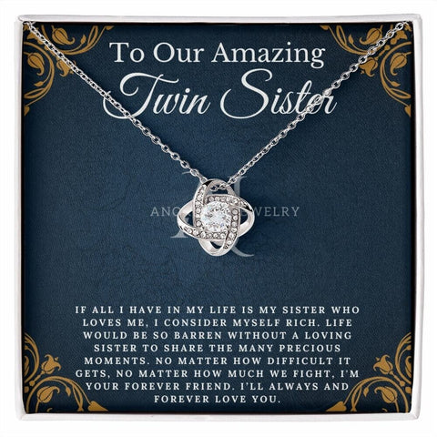 To Our Amazing Twin Sister - Love Knot Necklace