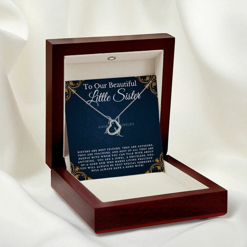 To Our Beautiful Little Sister - Gold Heart Pendant Necklace