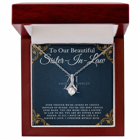 To Our Beautiful Sister-In-law - Petite Ribbon Necklace