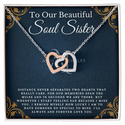 To Our Beautiful Soul Sister - Interlocking Heart Necklace