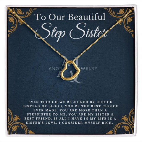 To Our Beautiful Stepsister - Gold Heart Pendant Necklace