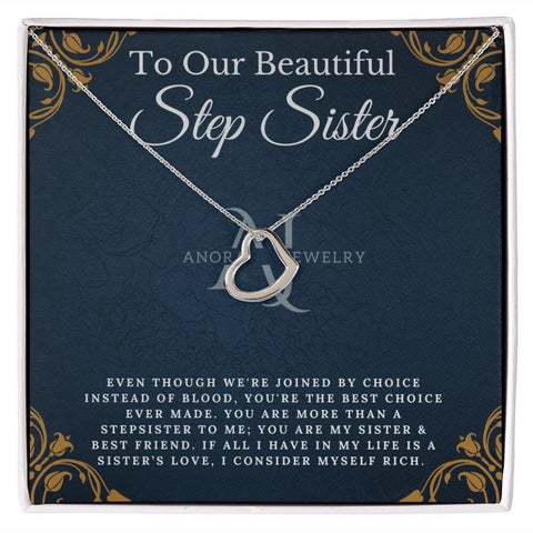 To Our Beautiful Stepsister - Gold Heart Pendant Necklace