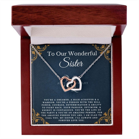 To Our Wonderful Sister - Interlocking Heart Necklace