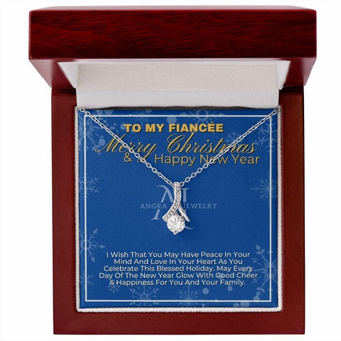 To My Fiancée - Merry Christmas - Petite Ribbon Necklace