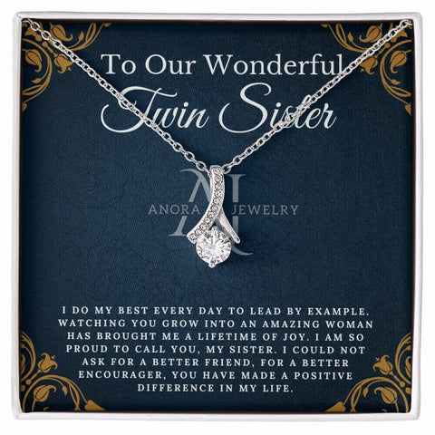 To Our Wonderful Twin Sister - Petite Ribbon Necklace