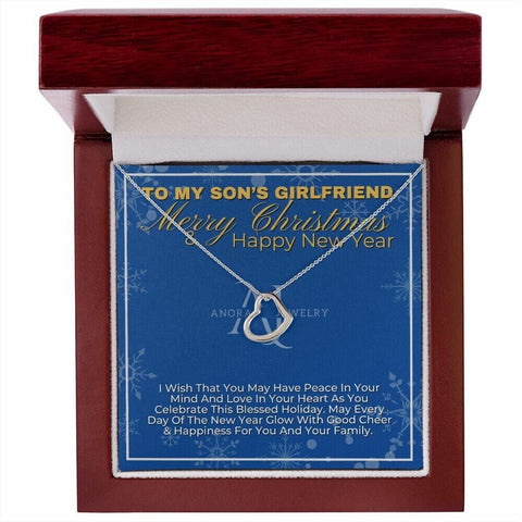 To My Son's Girlfriend - Merry Christmas - Gold Heart Pendant Necklace