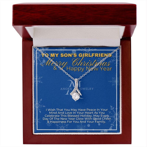 To My Son's Girlfriend - Merry Christmas - Petite Ribbon Necklace