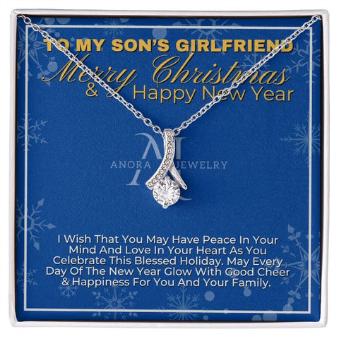 To My Son's Girlfriend - Merry Christmas - Petite Ribbon Necklace