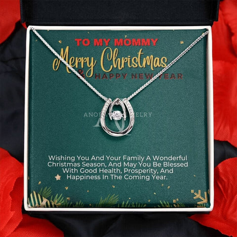 To My Mommy - Merry Christmas - Lucky Horseshoe Necklace
