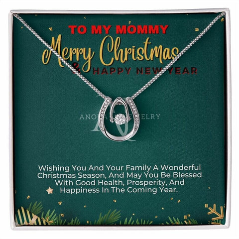 To My Mommy - Merry Christmas - Lucky Horseshoe Necklace