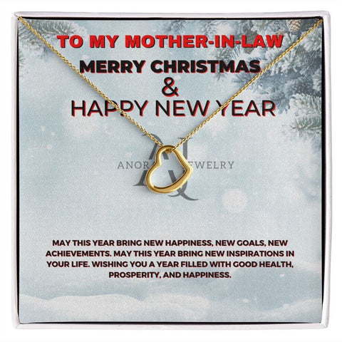To My Mother-In-Law - Merry Christmas - Gold Heart Pendant Necklace