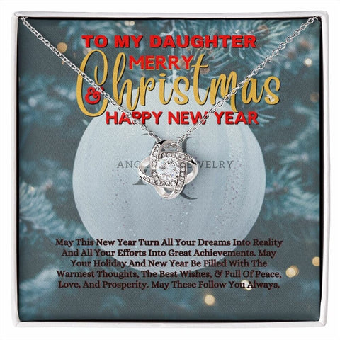 To My Daughter - Merry Christmas - Love Knot Necklace