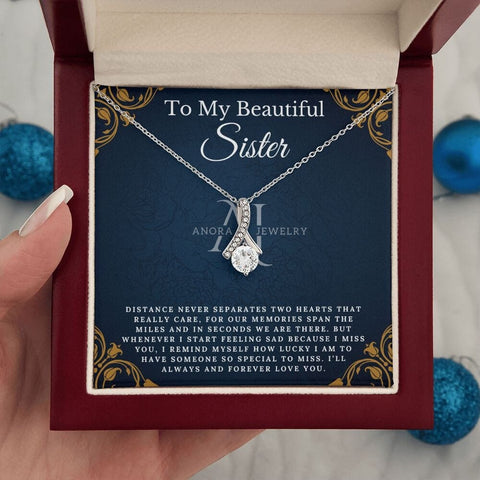 To My Beautiful Sister - Petite Ribbon Necklace