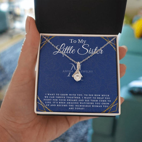 To My Little Sister - Petite Ribbon Necklace