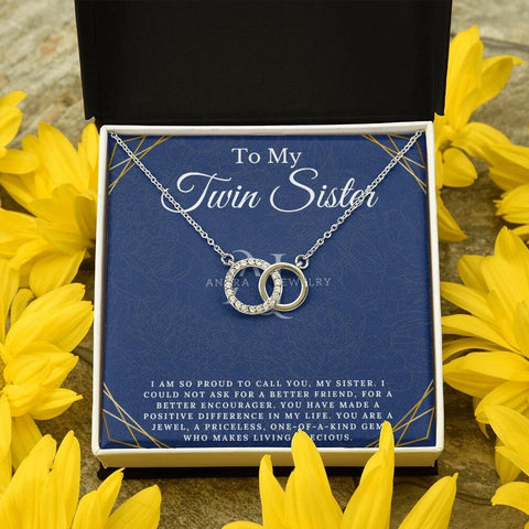 To My Twin Sister - Double Circle Pendant Necklace